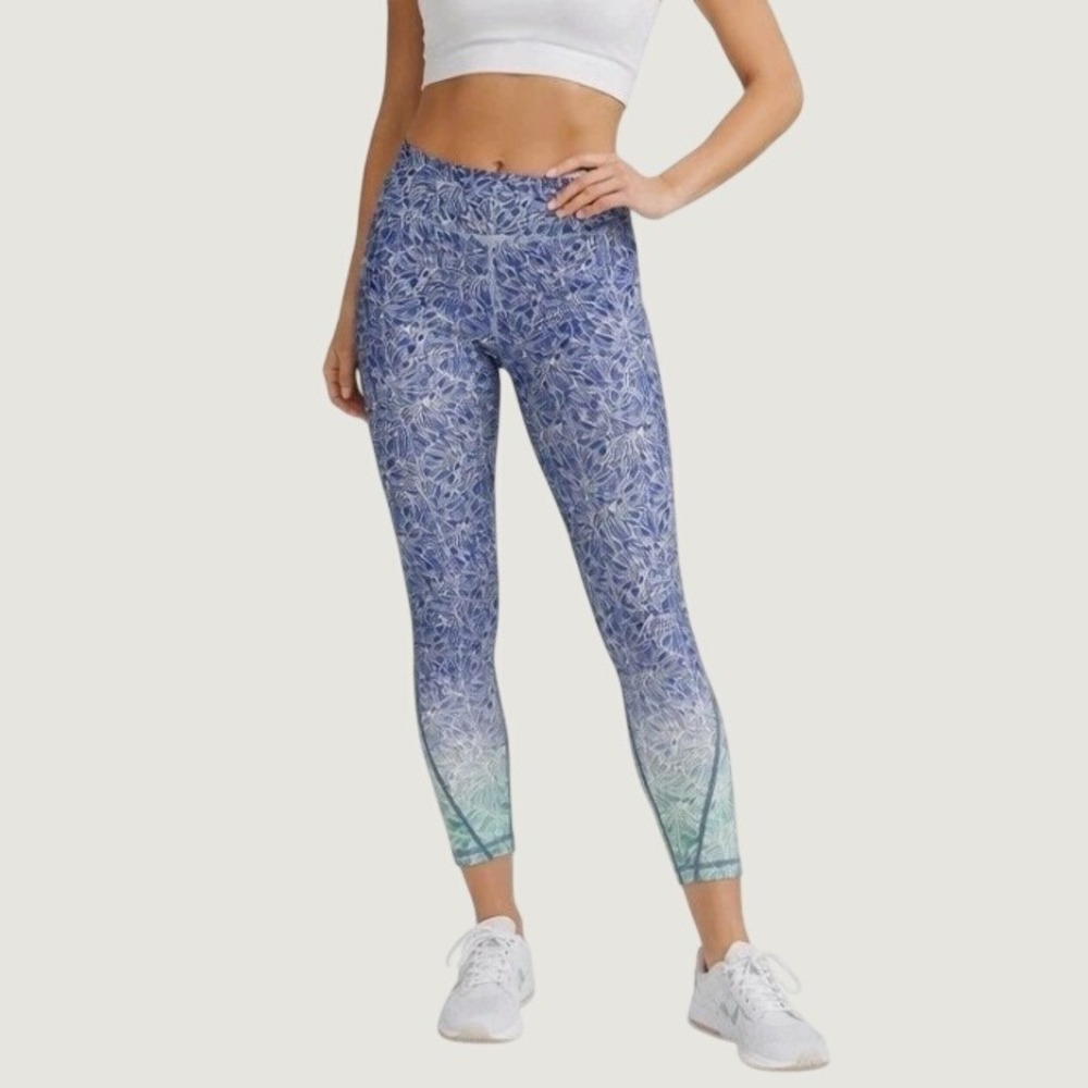 Vineyard Vines Performance Ombre Monstera Linear Leggings Blue Womens Medium